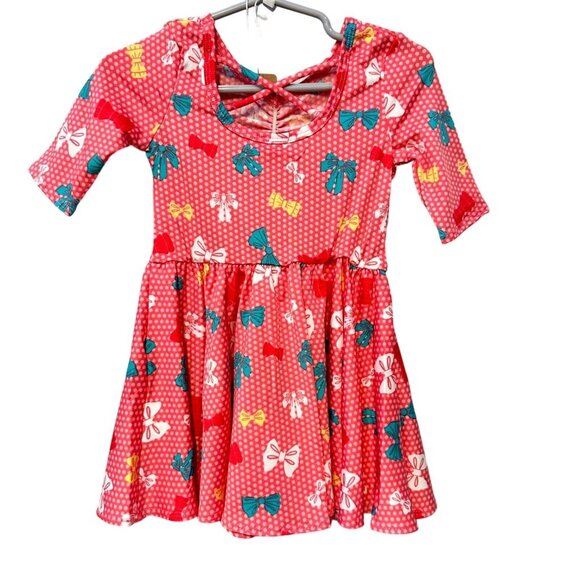 Dot Dot Smile Girls' Ballet Dress Pink White Polka Dot & Bow Print 12/24M NWT - Picture 2 of 5